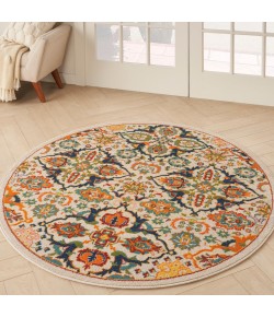 Nourison Allur - Alr03 Ivory Multicolor Area Rug 5 ft. 3 in. X Round