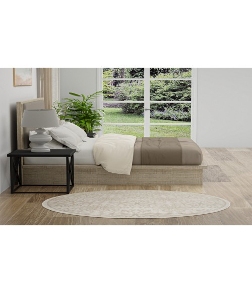 Nourison Jubilant Ivory Beige JUB06 5 ft. 3 in. Round Rug