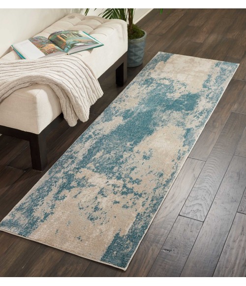 Nourison MAXELL Area Rug Nourison Maxell Runner Area Rug MAE13-Ivory/Teal