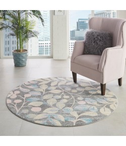 Nourison Tranquil(Traql) - Tra03 Grey Beige Area Rug 5 ft. 3 X Round