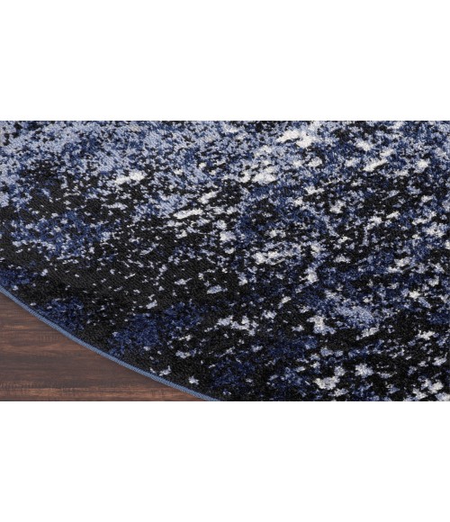 Nourison Passion Light Blue Black PSN10 4 ft. Round Rug