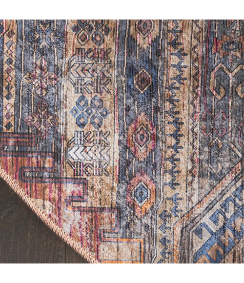 Nicole Curtis Machine Washable Series 1 Multicolor Rug SR106 4 ft. Round - Rugs Town Nicole Curtis Machine Washable Series 1 Multicolor SR106 4 ft. Round Rug