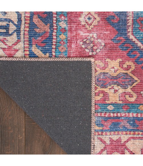 Nicole Curtis Machine Washable Series 1 Area Rug SR105 Red/Navy 4' x 6'