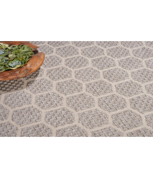 Nourison Reversible Indoor Outdoor Grey RVB01 8 ft. Round Rug