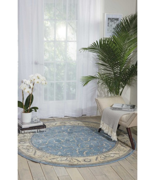 Nourison Somerset Round Area Rug ST02-Light Blue