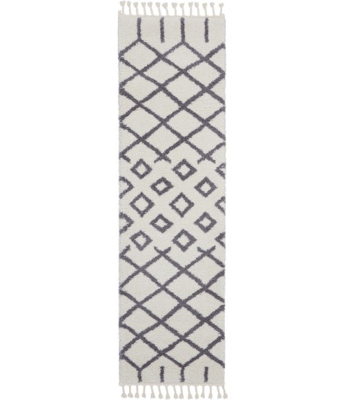 Nourison Moroccan Shag Runner Area Rug MRS01-White