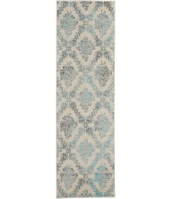 Nourison Tranquil(Traql) - Tra09 Ivory Turquoise Area Rug 2 ft. 3 X 7 ft. 3 Rectangle