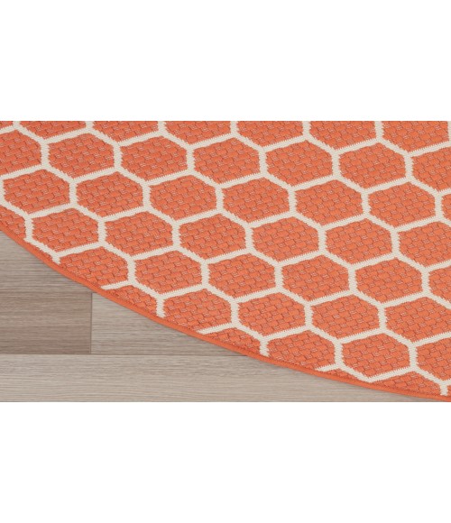 Nourison Reversible Indoor Outdoor Coral RVB01 8 ft. Round Rug