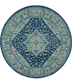 Nourison Tranquil(Traql) - Tra06 Ivory Navy Area Rug 5 ft. 3 X Round