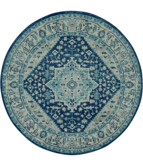 Nourison Tranquil Round Area Rug TRA06-Ivory/Navy