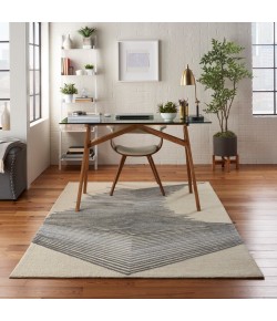 Nourison Symmetry - Smm06 Ivory Grey Area Rug 5 ft. 3 X 7 ft. 9 Rectangle