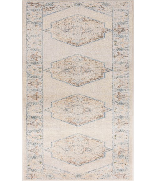 Nourison Astra Machine Washable Ivory Blue ASW13 2 ft. 2 in. X 10 ft. Rectangle Rug