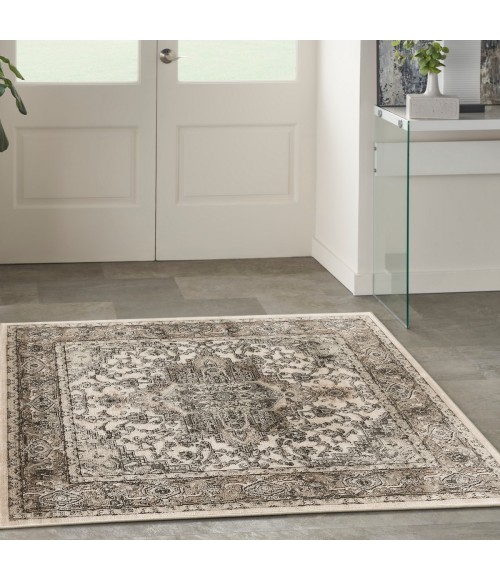 Nourison Quarry Ivory Grey QUA05 4 ft. X Square Rug