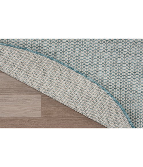 Nourison Courtyard Ivory Aqua COU01 5 ft. X 8 ft. Oval Rug