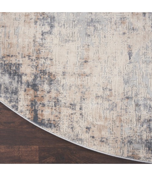Nourison Rustic Textures Area Rug RUS01 Grey/Beige 5'3" x round