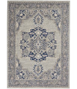 Nourison Tranquil(Traql) - Tra14 Grey Navy Area Rug 5 ft. 3 X 7 ft. 3 Rectangle