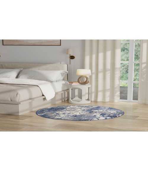 Nourison Grafix Navy Blue Rug GRF38 5 ft. 3 in. Round - Rugs Town Nourison Grafix Navy Blue GRF38 5 ft. 3 in. Round Rug