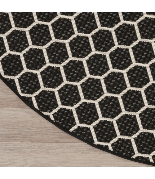 Nourison Twist Reversible Black TWS01 8 ft. X Round Rug