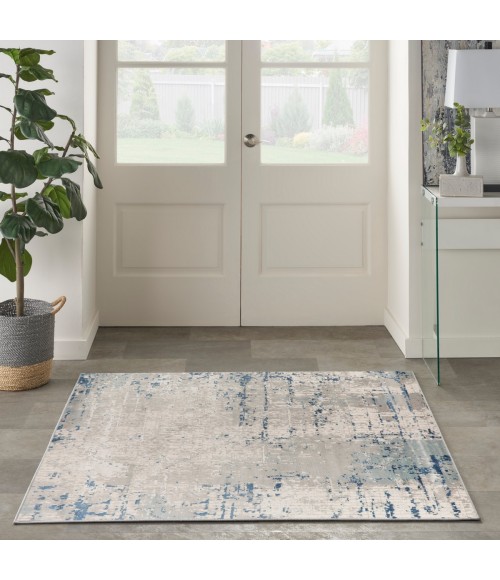 Nourison Quarry Ivory Grey Blue QUA01 5 ft. X Square Rug
