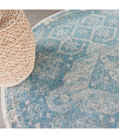 Nourison Tranquil Area Rug TRA13 Lt.Blue/Ivory 4' Round