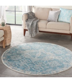 Nourison Tranquil(Traql) - Tra13 Light Blue Ivory Area Rug 4 ft. Round