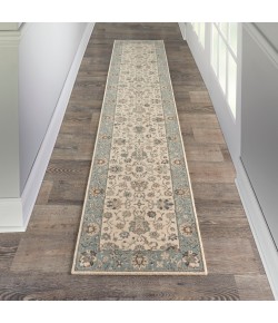 Nourison Home Living Treasures LI16 Ivory Aqua 2 ft. 6 in. X 12 ft. Area Rug