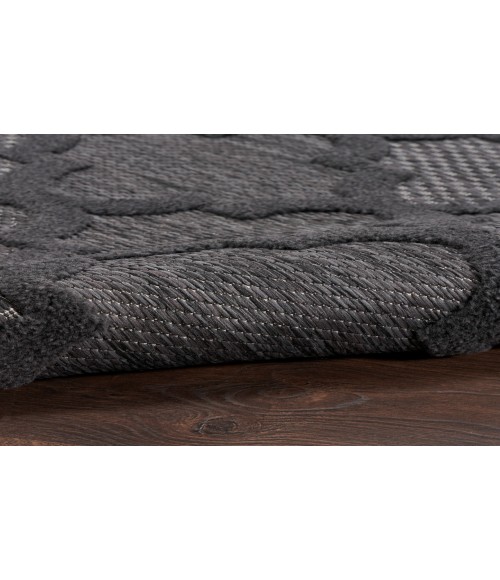 Nourison Easy Care Charcoal Black NES01 8 ft. Round Rug