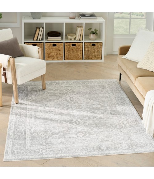Nourison Astra Machine Washable Light Grey ASW11 6 ft. 7 in. X 9 ft. Rect. Rug