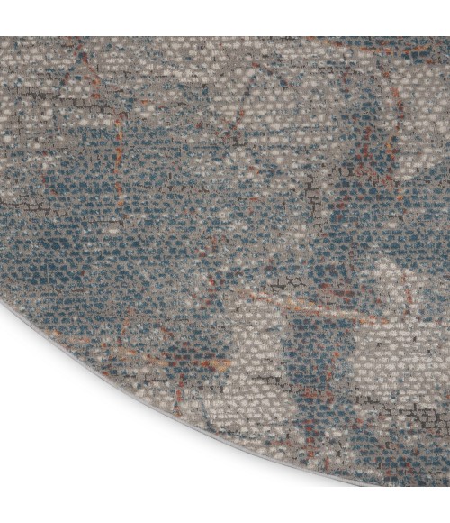 Nourison Rustic Textures Area Rug RUS15 Light Grey/Blue 7'10" Round