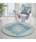Nourison TRANQUIL Area Rug Nourison Tranquil Round Area Rug TRA07-Ivory/Turquoise