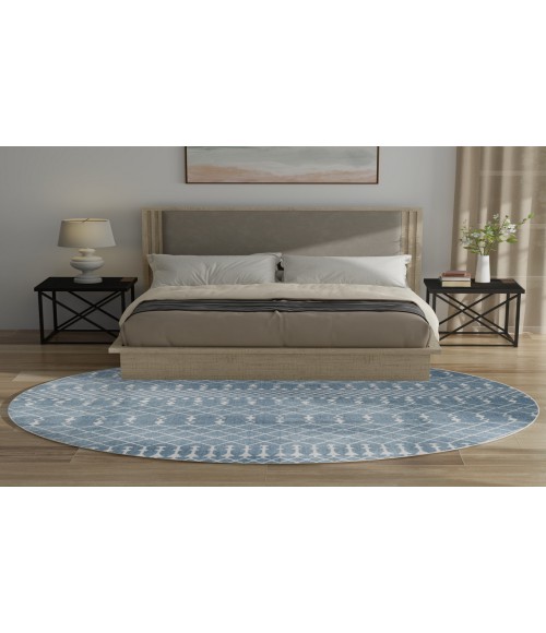 Nourison Astra Machine Washable Blue ASW10 7 ft. 10 in. Round Rug