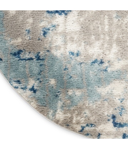 Nourison Quarry Ivory Grey Blue QUA01 5 ft. X 8 ft. Oval Rug