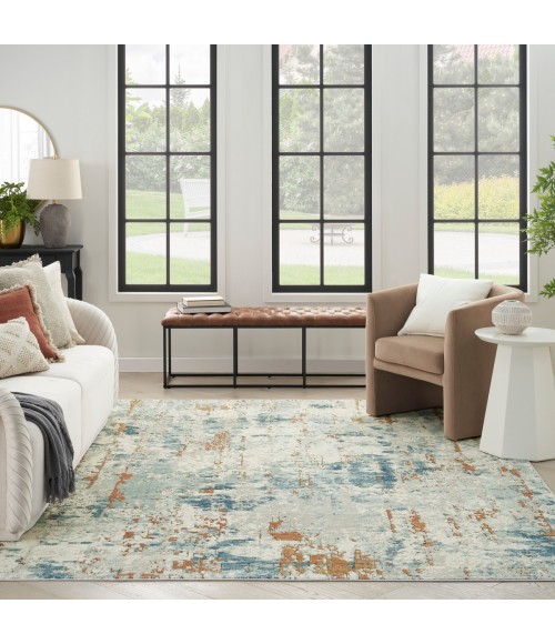 Nourison Quarry Beige Blue Rust QUA01 8 ft. X 10 ft. Rect. Rug