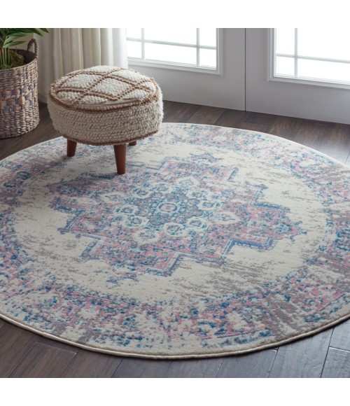 Nourison Grafix Round Area Rug GRF14-Ivory/Pink
