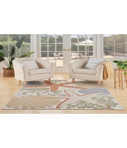 Nourison Aloha Ivory Multicolor ALH24 5 ft. 3 in. X 7 ft. 5 in. Rectangle Rug