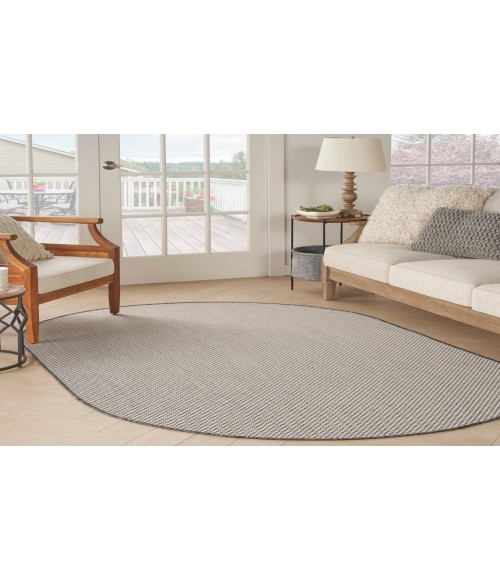 Nourison Courtyard Ivory/Charcoal COU01 5 ft. X 8 ft. Oval Rug