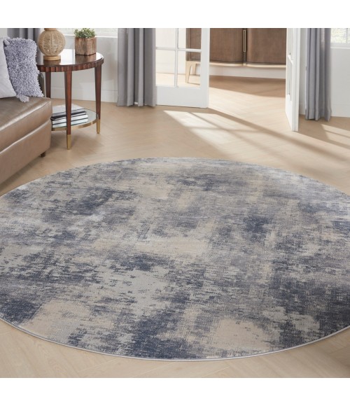 Nourison Rustic Textures Area Rug RUS02 Blue/Ivory 5'3" Round
