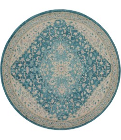 Nourison Tranquil(Traql) - Tra07 Ivory Turquoise Area Rug 5 ft. 3 X Round