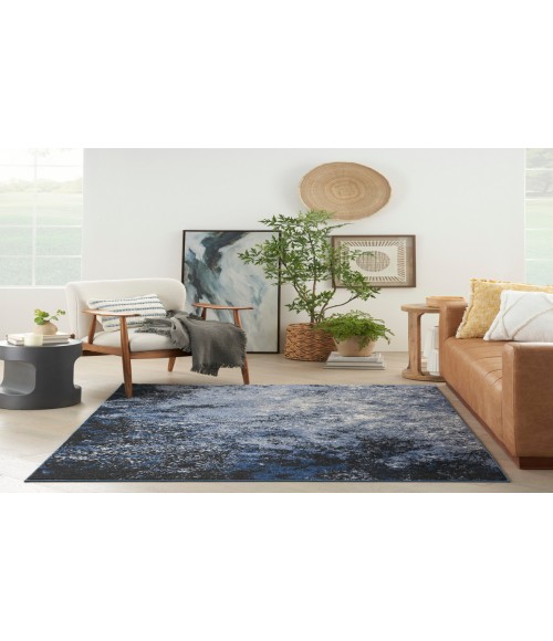 Nourison Passion Light Blue Black Rug PSN10 3 ft. 9 in. X 5 ft. 9 in. Rectangle - Rugs Town Nourison Passion Light Blue Black PSN10 3 ft. 9 in. X 5 ft. 9 in. Rectangle Rug