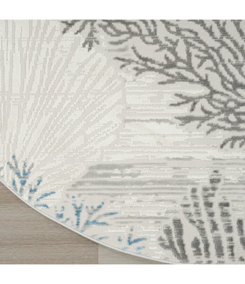 Nourison Seaside Ivory Grey Blue SDS04 5 ft. X Round Rug