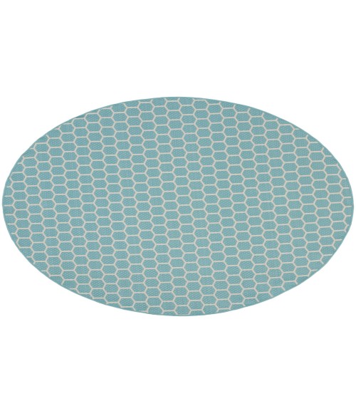 Nourison Reversible Indoor Outdoor Aqua RVB01 8 ft. Round Rug