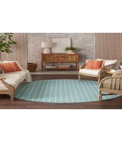 Nourison Reversible Indoor Outdoor Aqua RVB01 8 ft. Round Rug
