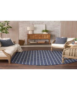 Nourison Reversible Indoor Outdoor Navy RVB01 8 ft. Round Rug