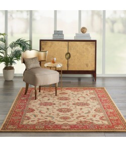 Nourison Home Living Treasures LI04 Ivory/Red 5 ft. 6 in. X 8 ft. 3 in. Area Rug