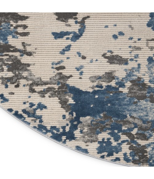 Nourison Rustic Textures Area Rug RUS08 Grey/Blue 5'3" Round