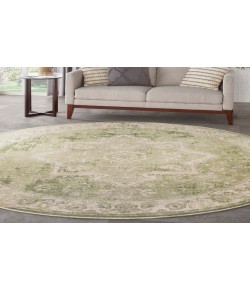 Nourison Astra Machine Washable Ivory Green ASW12 5 ft. 3 in. Round Rug