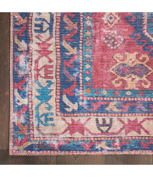 Nicole Curtis Machine Washable Series 1 Area Rug Nicole Curtis Machine Washable Series 1 Area Rug SR105 Red/Navy 7' Runner