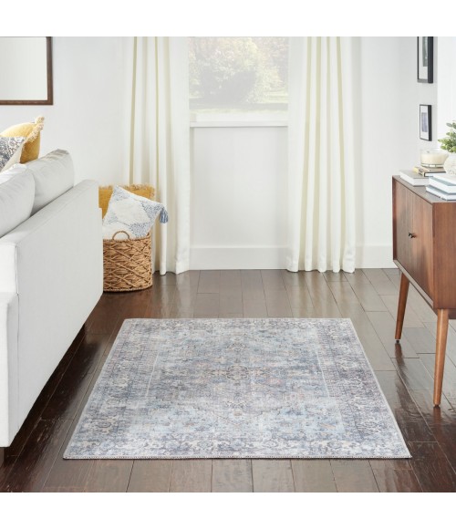 Nicole Curtis Machine Washable Series 1 Area Rug SR104 Blue 4' x 6'