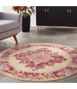 Nourison Grafix - Grf14 Cream Red Area Rug 5 ft. 3 X Round