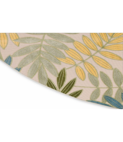 Nourison Aloha Green Multicolor ALH18 5 ft. 3 in. Round Rug